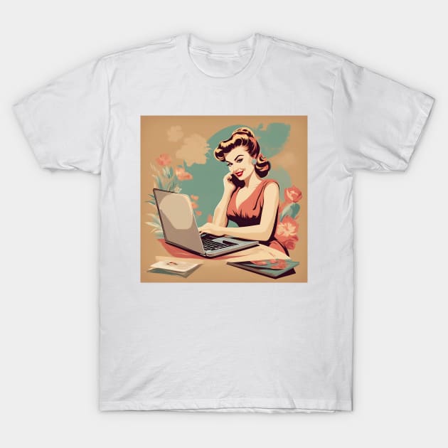 Macbook Muse Vintage Art Beauty Pin Up Art T-Shirt by di-age7